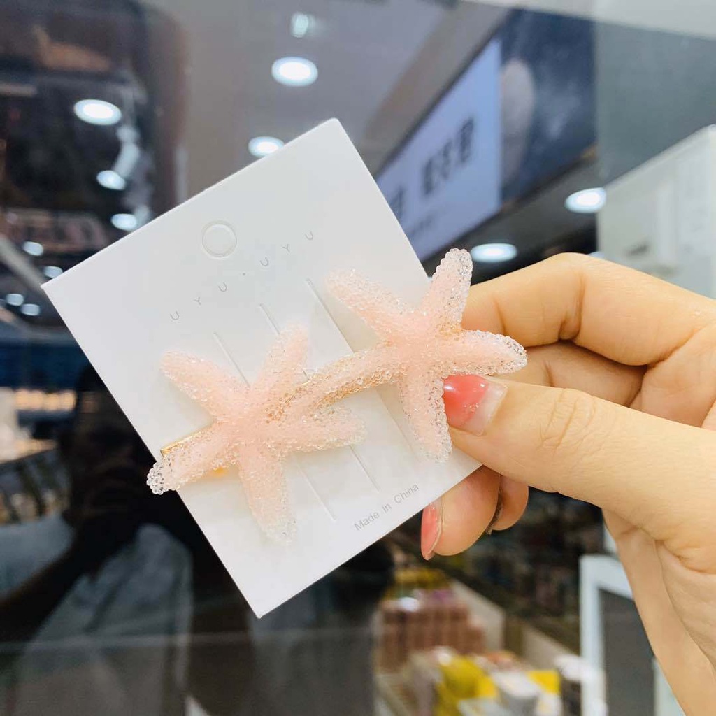Kẹp Tóc Hình Nơ / Sao Biển Màu Kẹo Lấp Lánh Cho Bé Gái