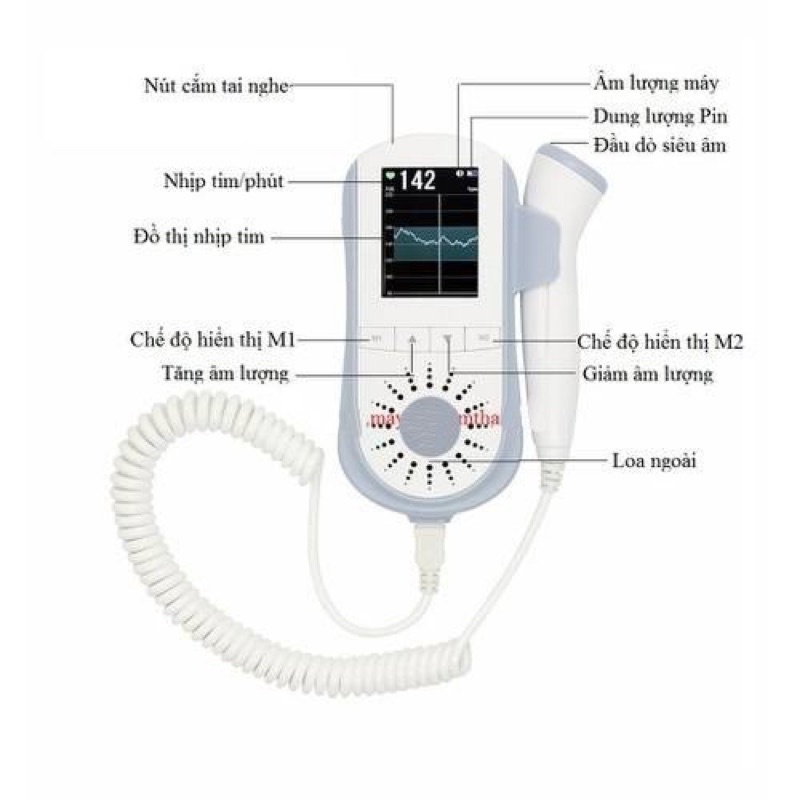 Máy nghe Máy đo tim thai tại nhà Fetal Doppler JPD-100E  Bảo hành 12 tháng ,tặng kèm gel