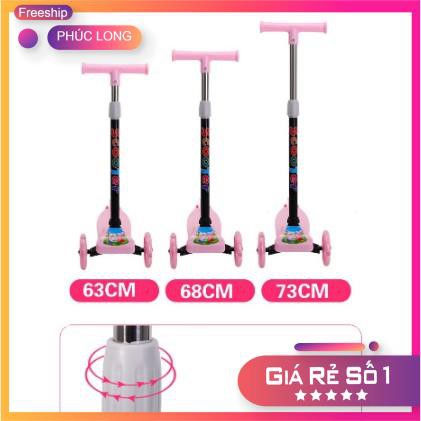 Xe trượt Scooter cao cấp gấp gọn 3 bánh, bánh xe phát sáng