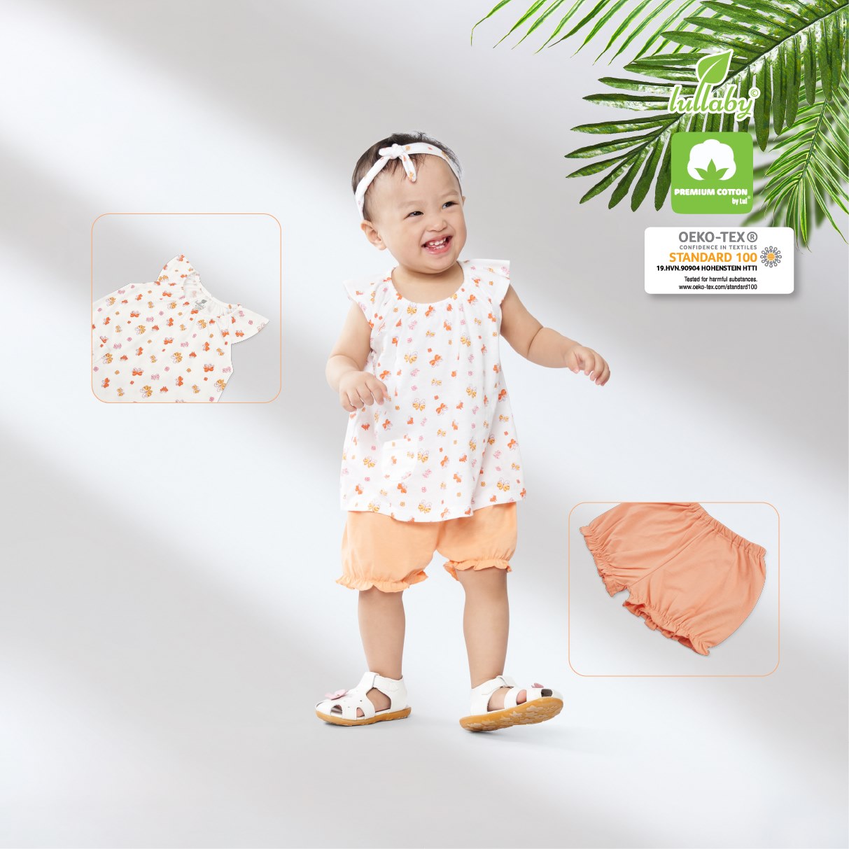 [Hàng Auth - Chọn màu] Bộ quần áo Cotton Lullaby cổ chun mẫu hè 2021 cực mát cho bé từ 0 đến 4 tuổi