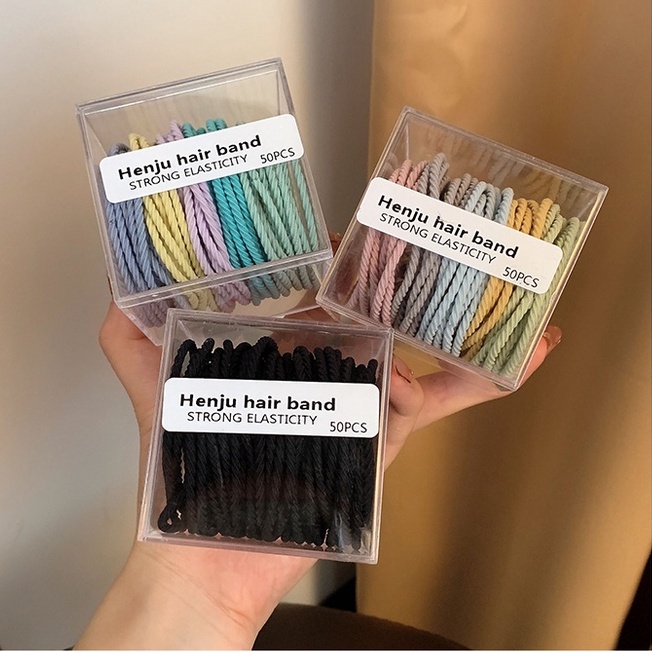 Set 50 dây thun cột tóc nhiều màu sắc