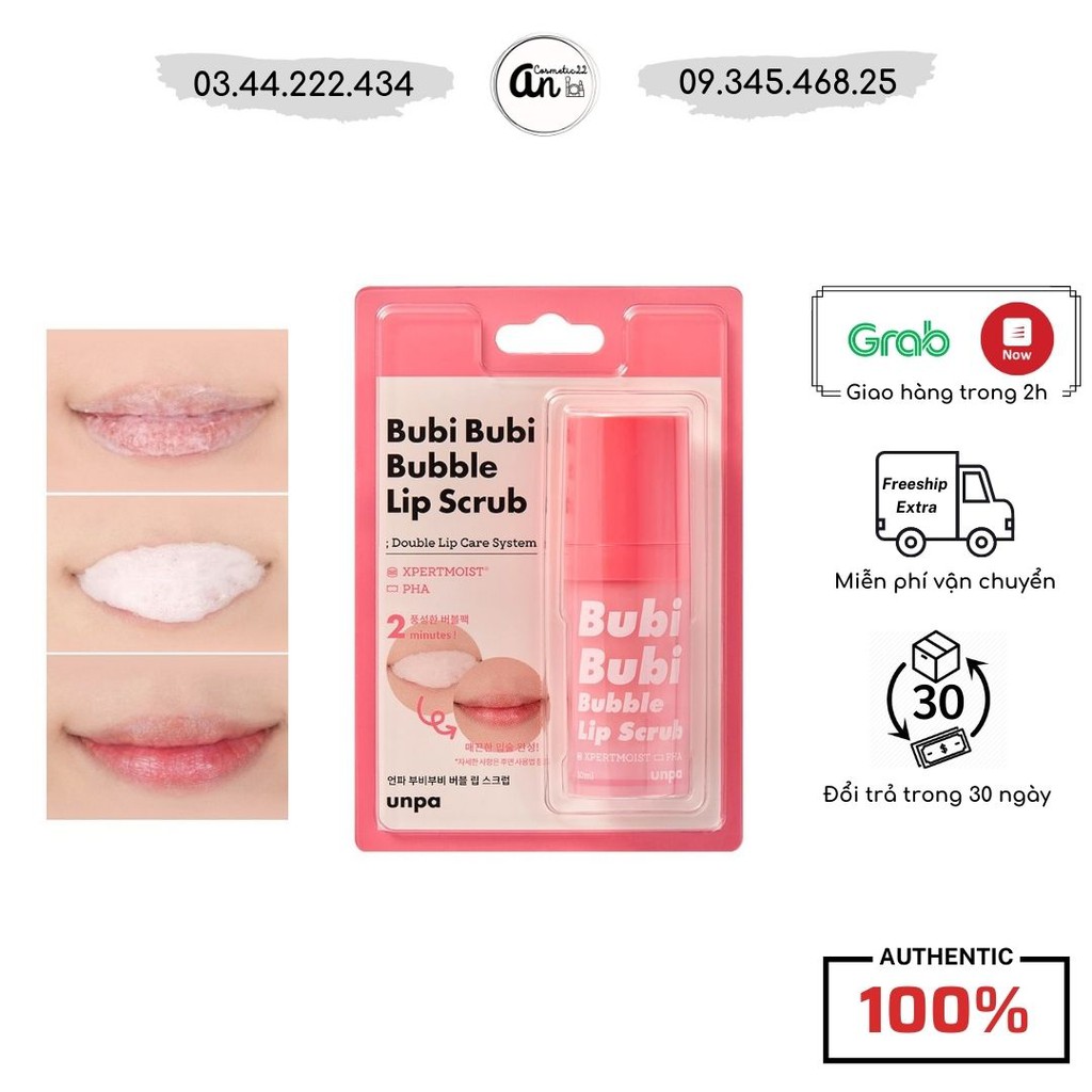 Tẩy Tế Bào Chết Môi Sủi Bọt Bubi Bubi Lip By Unpa 12ml, Tẩy da chết môi Bubi Bubi Lip Unpa