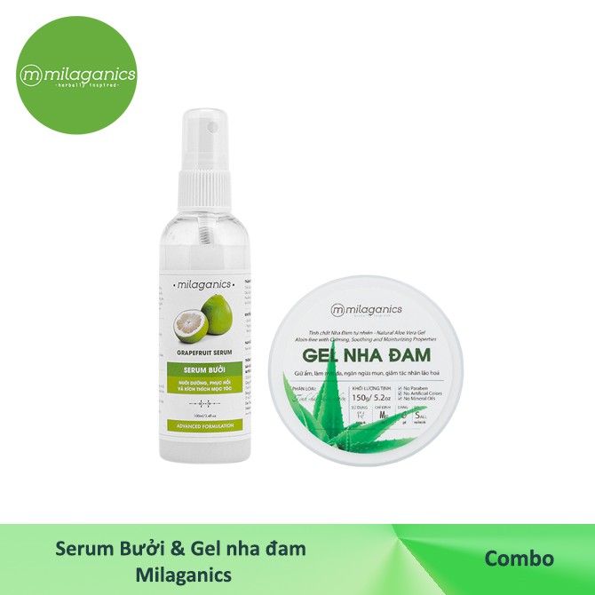 Combo Serum Bưởi MILAGANICS 100ml và Gel Nha đam MILAGANICS 150g