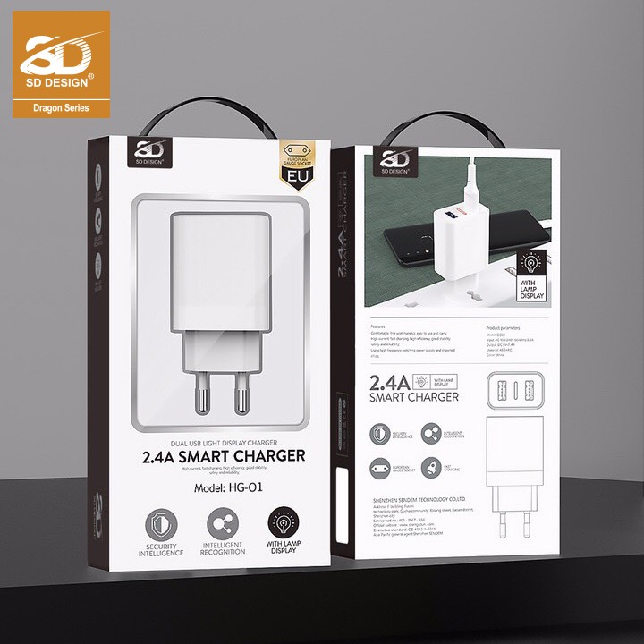 Bộ Củ+ cáp sạc  SD DESIGN HG01 chính hãng đầy đủ chân sạc lightning, TypeC, Micro cho mọi điện thoại Iphone, samsung,..