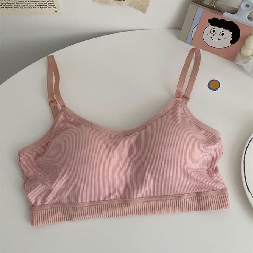 Áo bra nữ Cotton, áo ngực gân tăm kèm mút mỏng nâng đỡ định hình ngực - B727