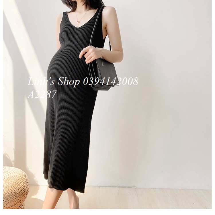 Váy Bầu Đầm Bầu LEN A2287 CHẤT LEN DÀY MỊN MẶC THU ĐÔNG