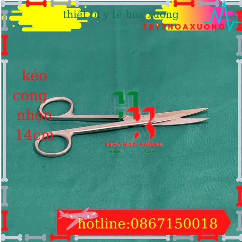 [Hàng Chính Hãng] Kéo Y Tế Cong Nhọn 2 Đầu 14cm - Kéo Cắt Chỉ  Pakistan