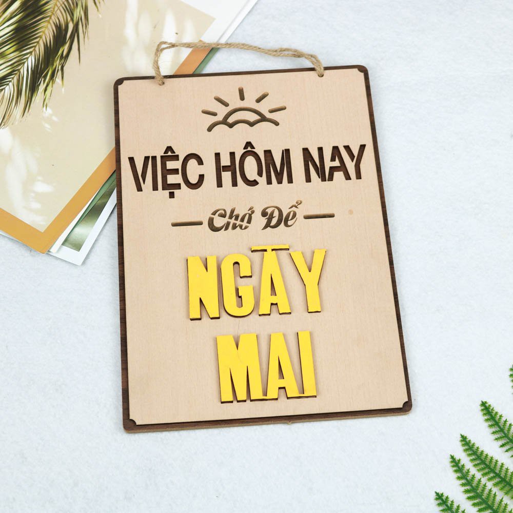 Bảng gỗ decor SLOGAN TRANG TRÍ cửa hiệu văn phòng Kèm quà tặng 17k mỗi đơn hàng