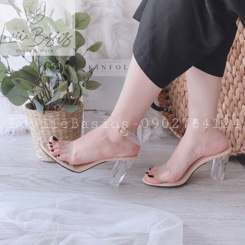 LOVIIE BASICS - GIÀY SANDAL CAO GÓT THỜI TRANG QUAI TRONG ĐẾ VUÔNG 9 PHÂN - GIÀY SANDAL CAO GÓT 9  PHÂN - G191117