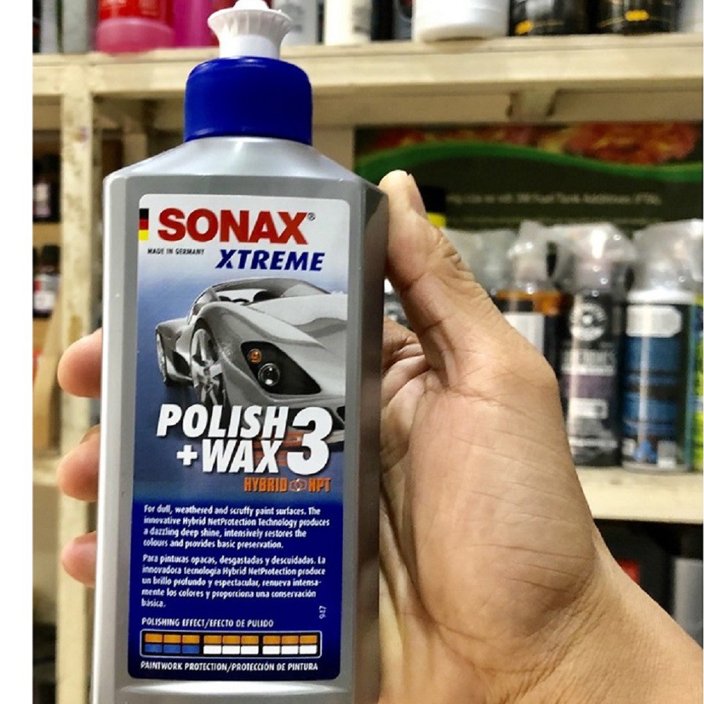 Dung Dịch Đánh Bóng - Xóa Xước - Bảo Vệ Sơn Xe Ô tô Sonax Xtreme Polish And Wax 3 (250ml) 202100.Mang lại vẻ đẹp ban đầu