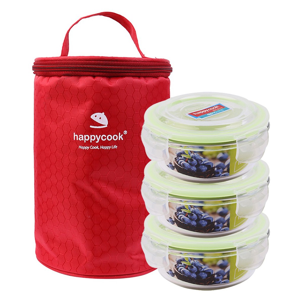1 bộ hộp cơm happycook kèm túi giữ nhiệt