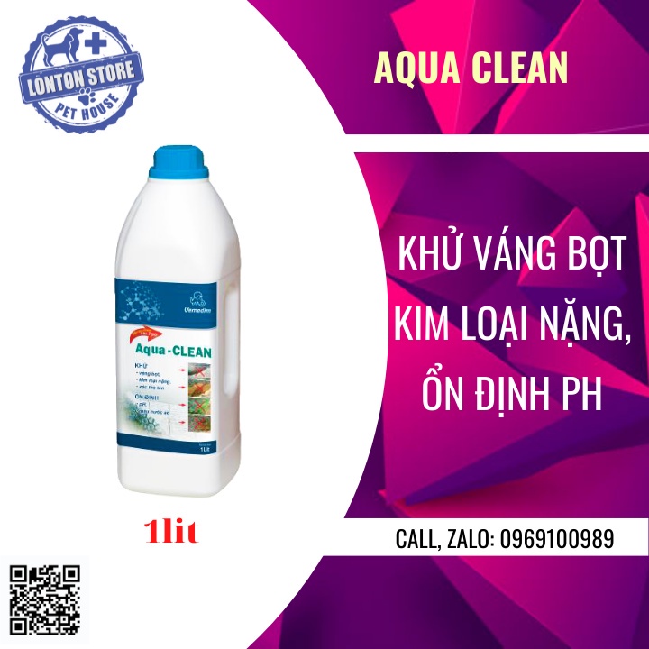 Vemedim Aqua Clean dùng khử váng bọt, kim loại nặng, ổn định pH cho ao nuôi thủy sản, chai 1lit, Lonton store &amp;Vemedim