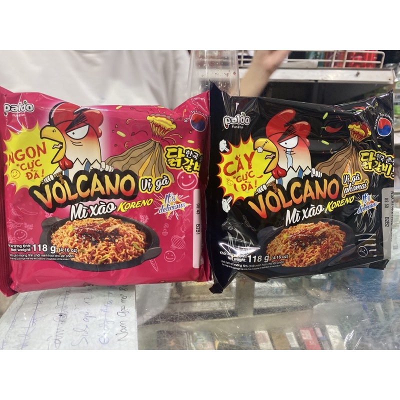 Mì Xào Koreno Volcano Vị Gà& Vị Gà Phô Mai Gói 118g