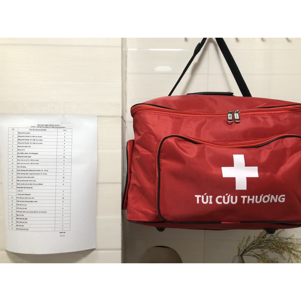Túi sơ cứu loại A đầy đủ vật tư  chuẩn theo quy định của bộ y tế(không gồm nẹp gỗ)