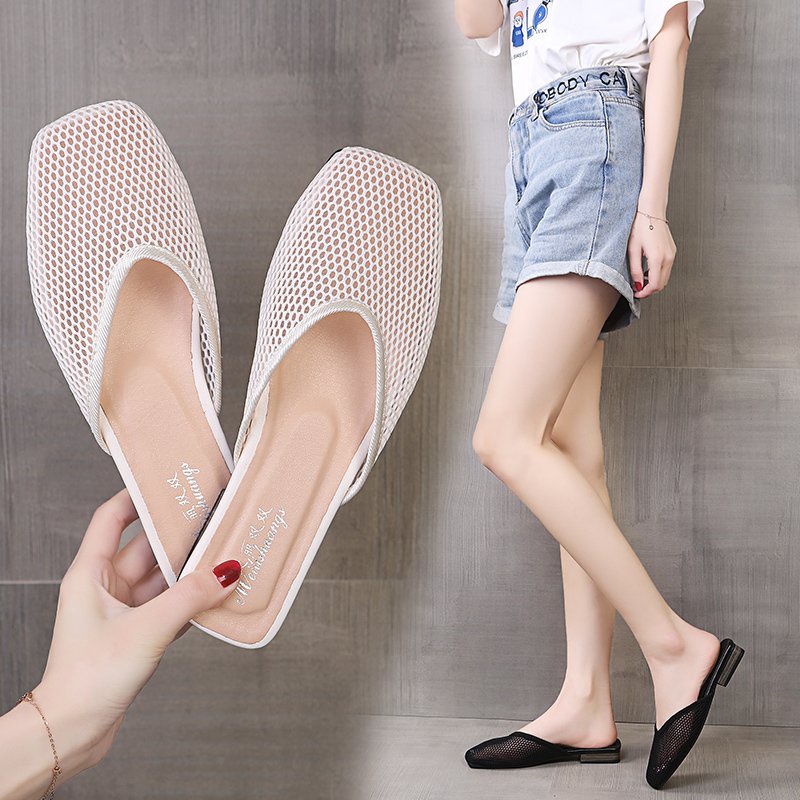 Dép lưới hở ngón mũi vuông thời trang hè cho nữ