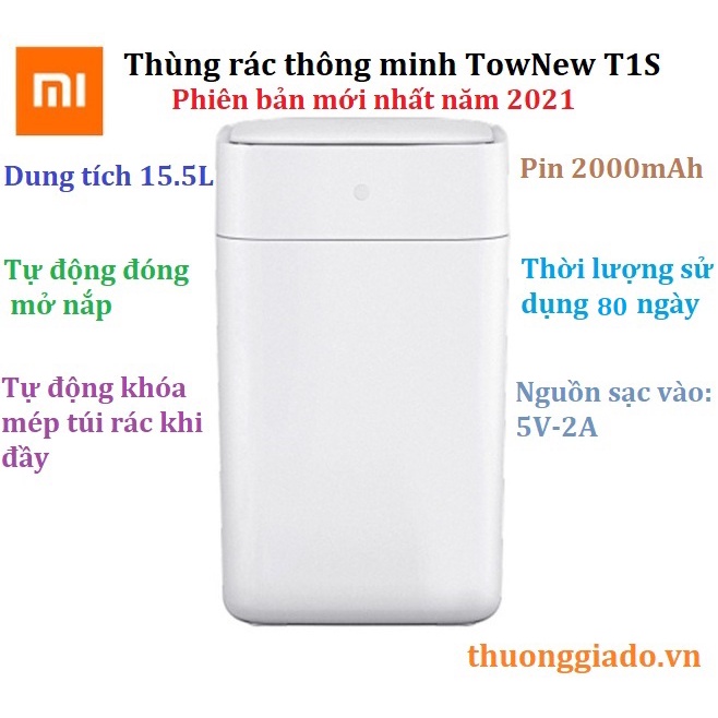 Thùng rác thông minh Xiaomi TowNew T1S (bản 2021)/ T1/ T1C 15.5L