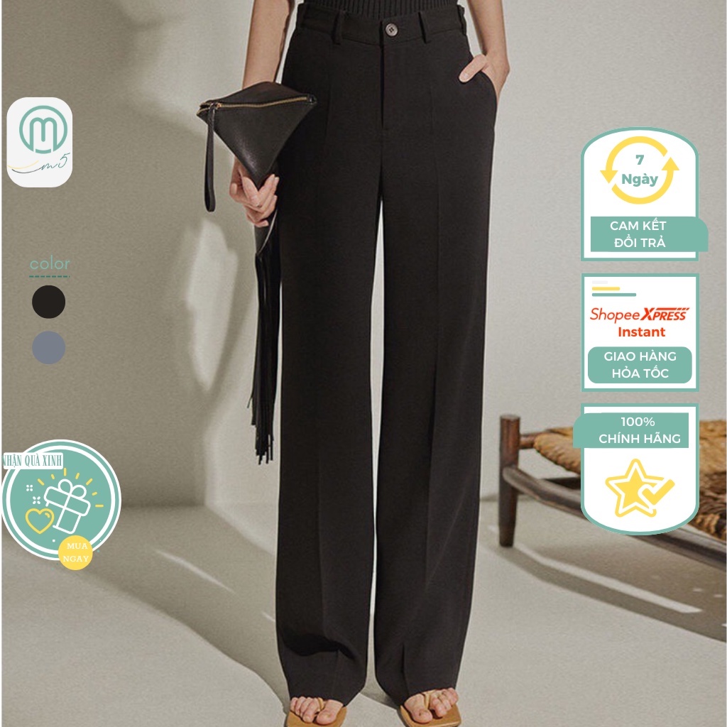 Quần ống xuông cạp cao, quần ống rộng nữ M5 cao cấp kèm đai lưng chất lụa Twill mềm mịn, thoáng mát ql006