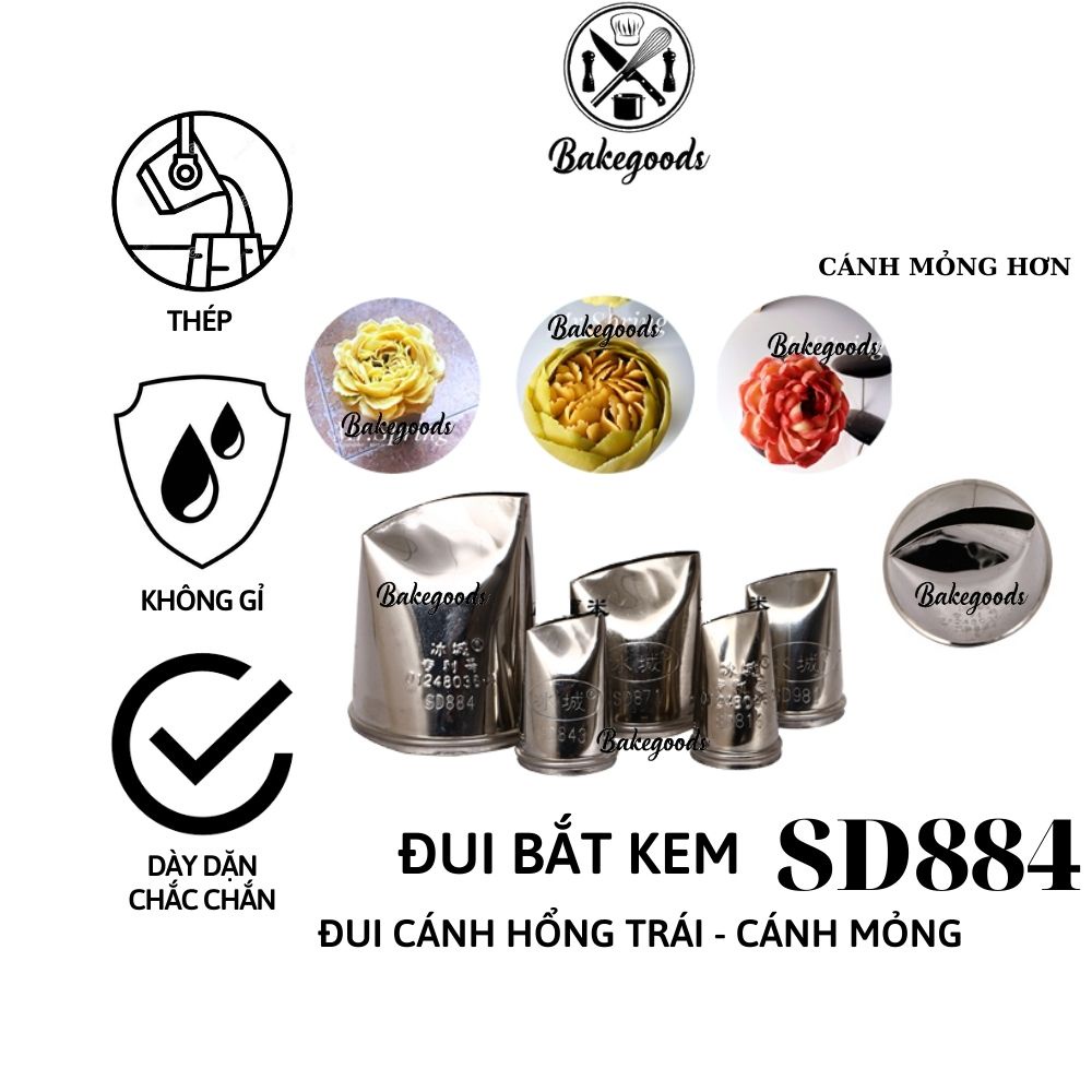 Đui bắt hoa hồng cánh trái, Đuôi bắt hoa hồng cánh phải, đui hoa trà bằng thép không gỉ  dày dặn