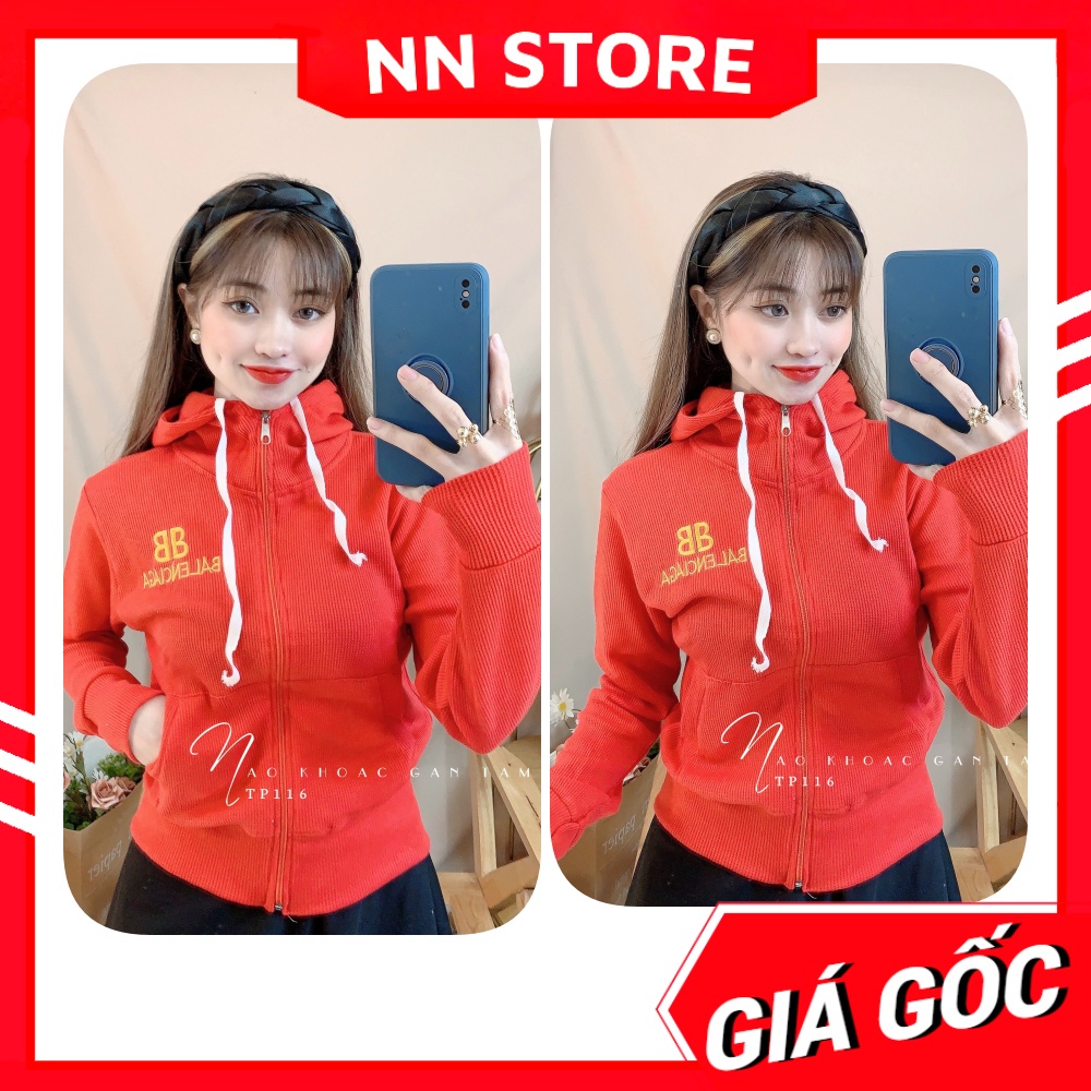 Áo khoác chống nanwsgs nữ có nón chất gân tăm mềm mịn co giãn lên phom ôm dáng thêu chữ phối sọc dễ thương TP116