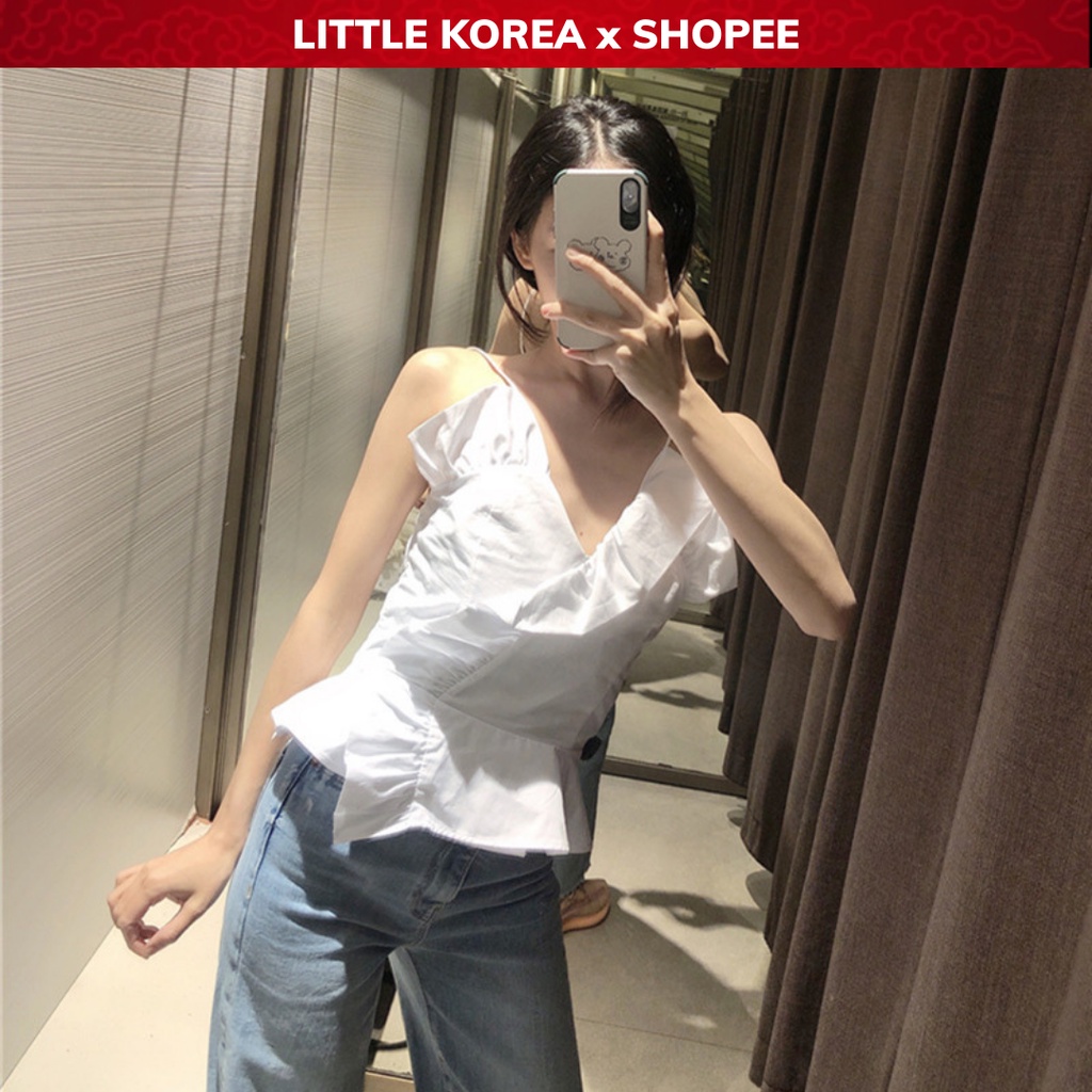 Áo 2 Dây Nữ Kiểu Bản Nhỏ Cổ Chữ V, Áo Hai Dây Bún Chiết Eo Hở Lưng - LITTLE KOREA