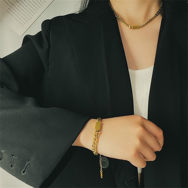 Vòng tay dây xích thép titan chống dính phong cách hip hop thời trang Âu Mỹ