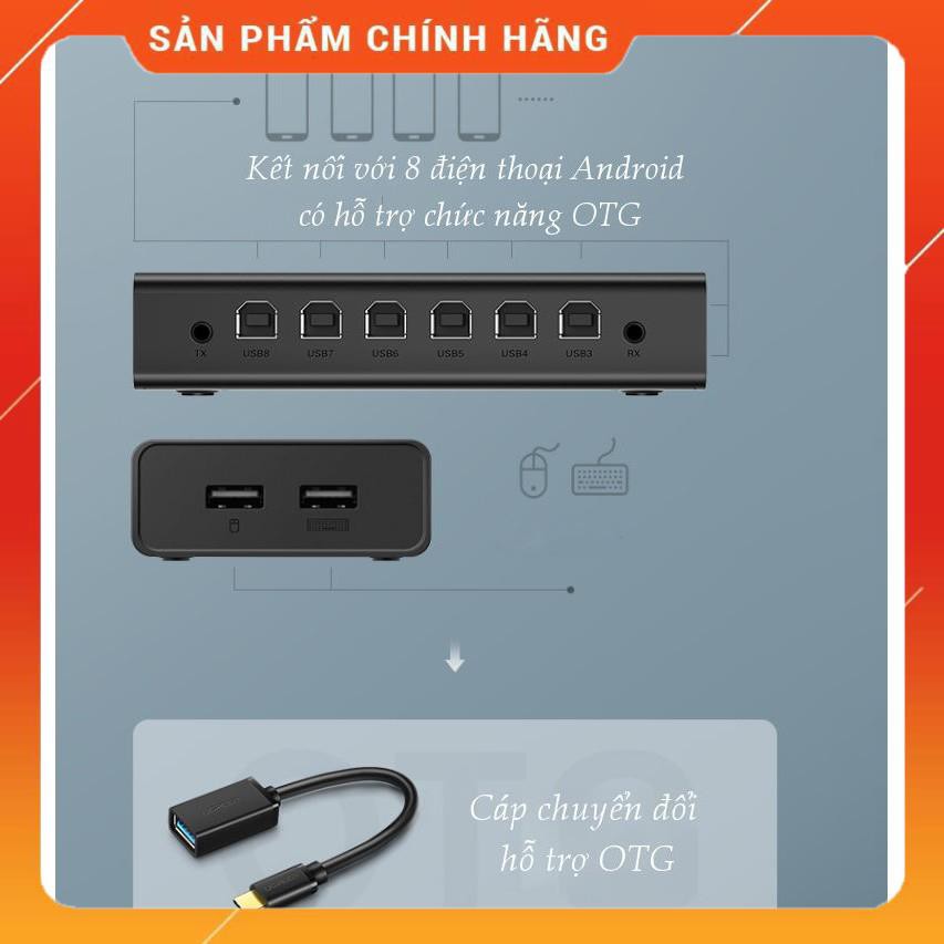 Bộ chuyển mạch KVM UGREEN CM229 60102, 1 bộ chuột và bàn phím điều khiển đồng bộ 8 máy tính, cổng USB-B dailyphukien