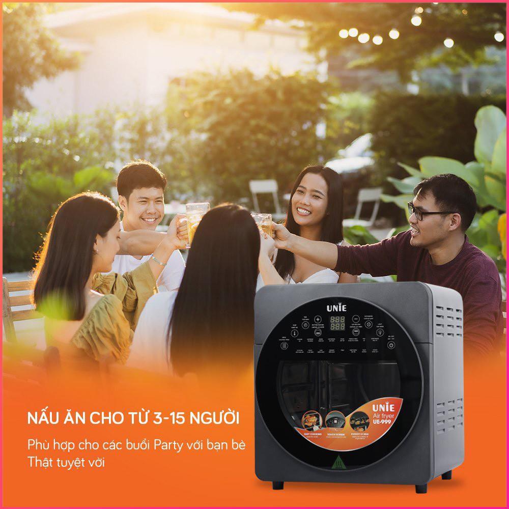 Nồi chiên không dầu Unie 999, bếp chiên không dầu 15L, nồi chiên gà nguyên con có trục xoay, chính hãng Unie, kèm Quà