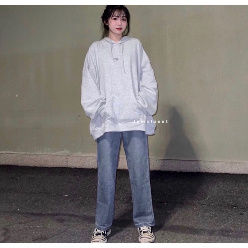 Áo hoodie nỉ bông màu xám trơn basic (hình thật/sẵn) | BigBuy360 - bigbuy360.vn