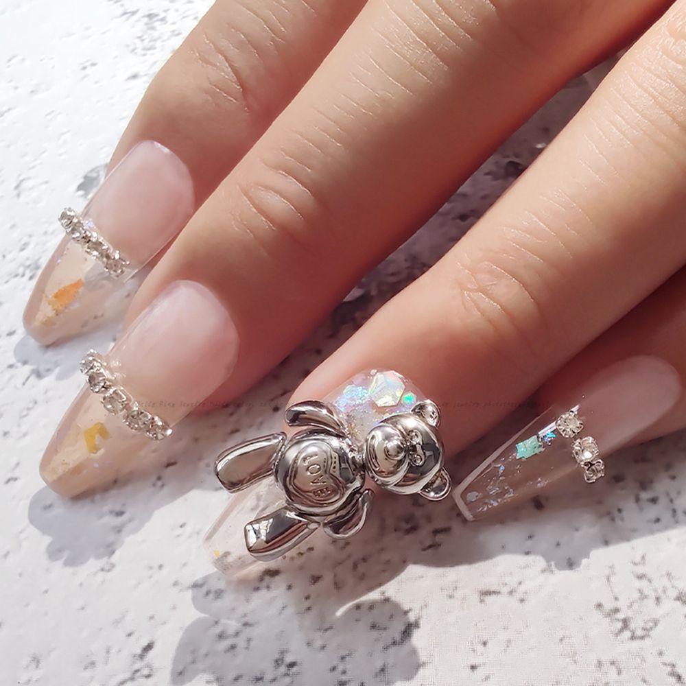 OCEANMAP Phụ Kiện Trang Trí Móng Tay Hình Gấu Hoạt Hình Dễ Thương DIY