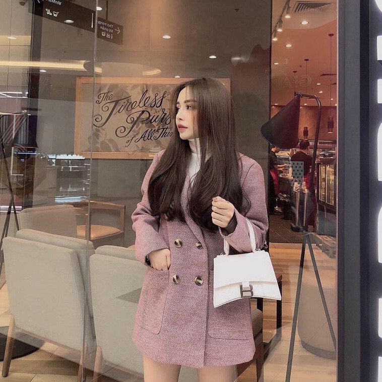 Túi chữ B treo- vân rắn da bóng HOT TREND