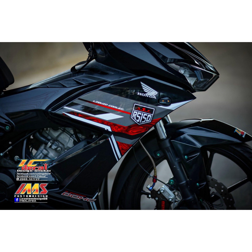 TEM RỜI mẫu RS150 đỏ hot 2022 cho Winner X đen - tem 3 lớp cao cấp không bay màu