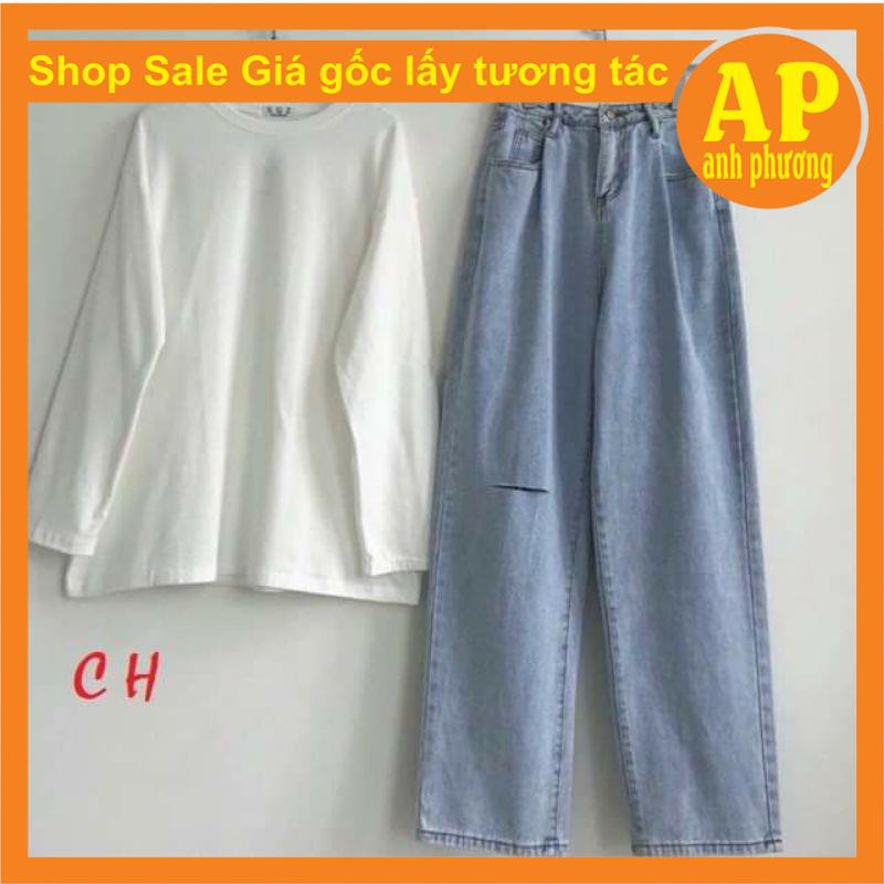 sét áo suông da cá + quần bòÁo dài suông mix quần bò đủ size s m lfreesize unisexphong cách hàn quốc