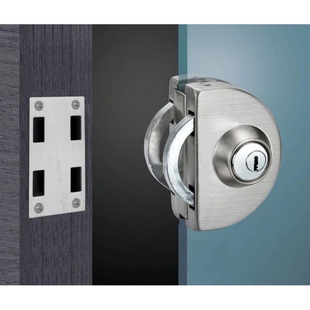 Khóa cửa lùa kính cường lực 2 / 1 cánh cánh inox 304 / Khóa Bán Nguyệt NewNeo