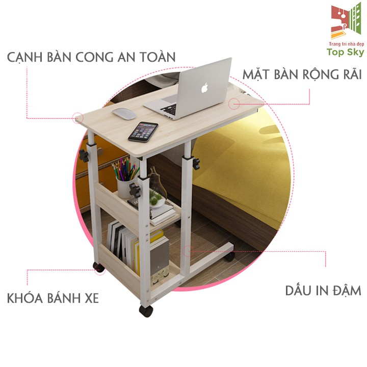 Bàn học sinh có bánh xe,Bàn làm việc ngồi ghế có bánh xe.KT: 80x40x68-85cm