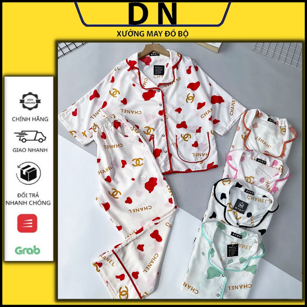 Đồ bộ nữ mặc nhà mùa hè tay ngắn quần dài DN, đồ bộ pijama lụa satin trẻ trung đáng yêu | BigBuy360 - bigbuy360.vn