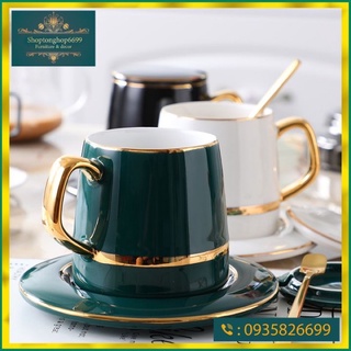 (Có sẵn )Cốc sứ viền vàng pha trà , cà phê ( cafe)