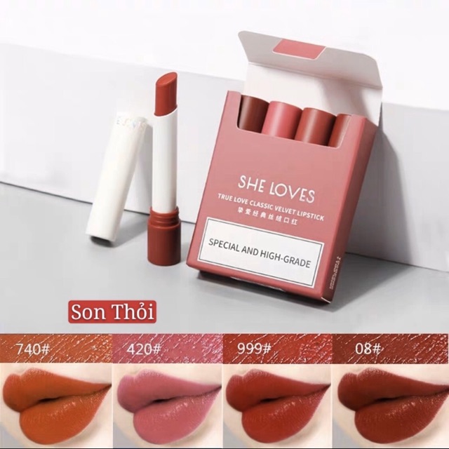 [ NHẬP SPE30590 HOÀN 10k XU] Son Thuốc Lá Sheloves 4 cây 💕 | BigBuy360 - bigbuy360.vn