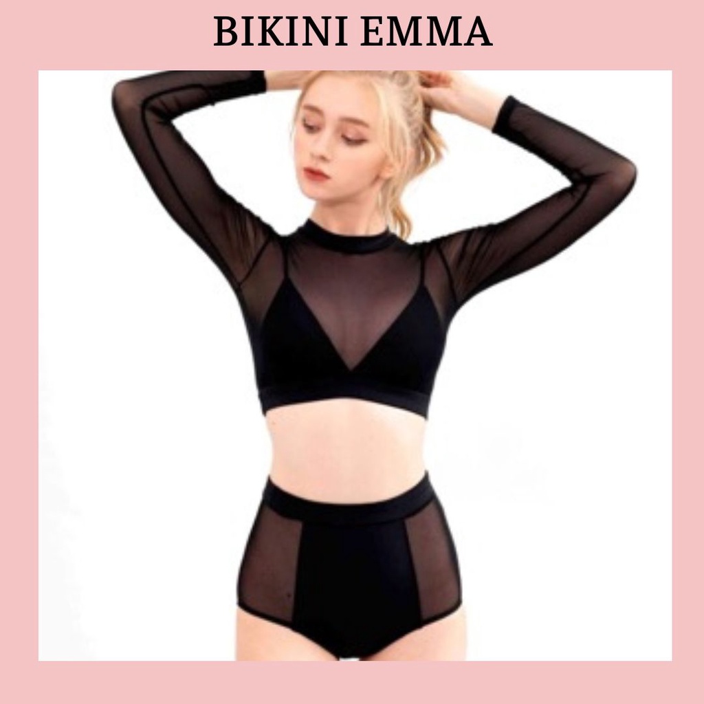 Bikini đen phối lưới kèm hình thật