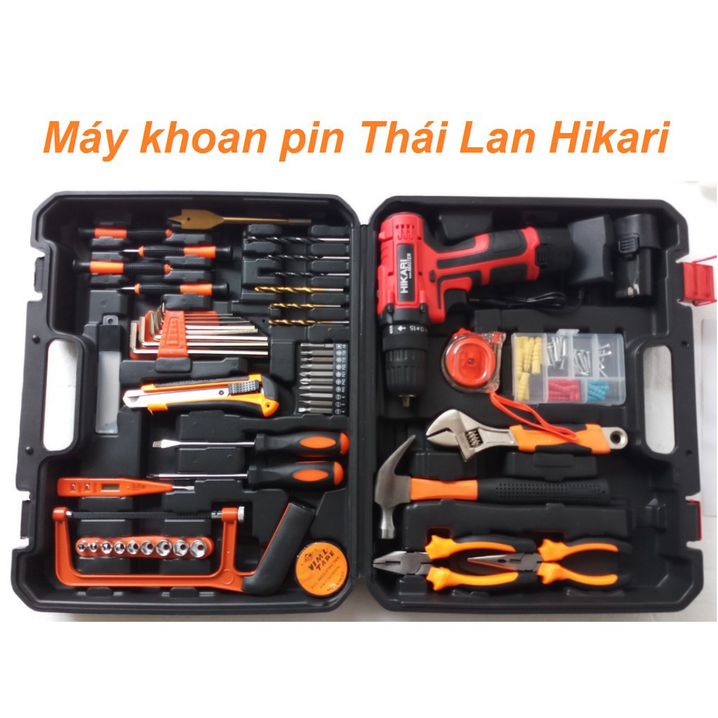 Máy khoan pin Thái Lan Hikari kèm 50 phụ kiện siêu bên siêu khỏe