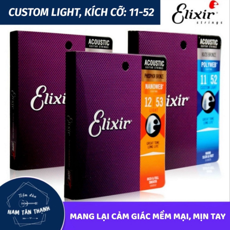 Dây Đàn ELIXIR 16027 [ TẶNG PICK FENDER ] Guitar Acoustic Chất Lượng