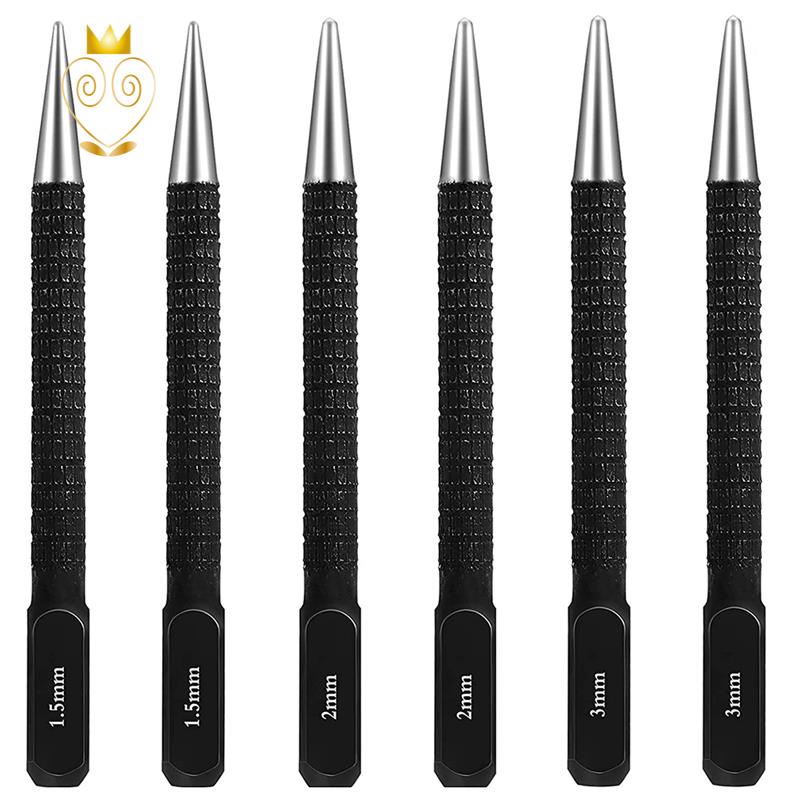 Set 6 Dụng Cụ Đục Lỗ Tự Động Dùng Để Đục Lỗ Trên Mặt Kính/Đồ Gỗ/Kim Loại/Kính 1.5 / 2 / 3Mm