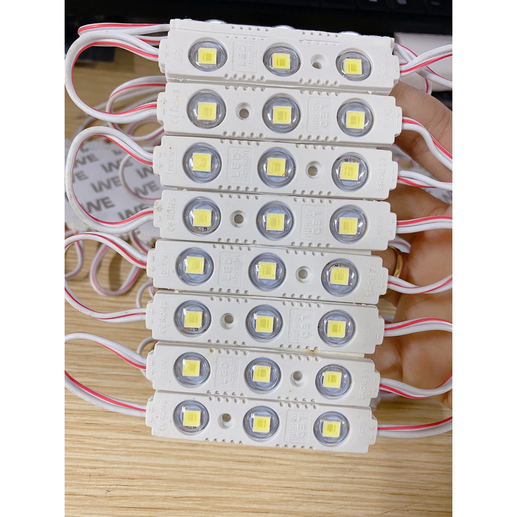 Led hắt 3 led 5054 kích thước 7015 màu trắng, màu vàng nắng (Vỉ 20 thanh 3 Led)