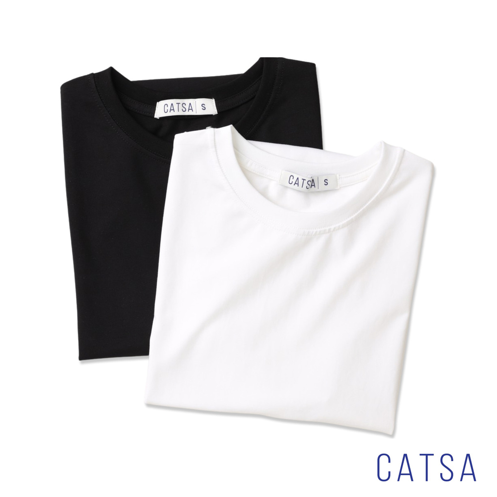 Áo thun cổ tròn CATSA Tshirt trơn, co giản, thấm hút mồ hôi ATN302 - ATN301