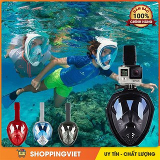 Mặt nạ lặn biển Full Face gắn được Camera - Van ống thở tự động