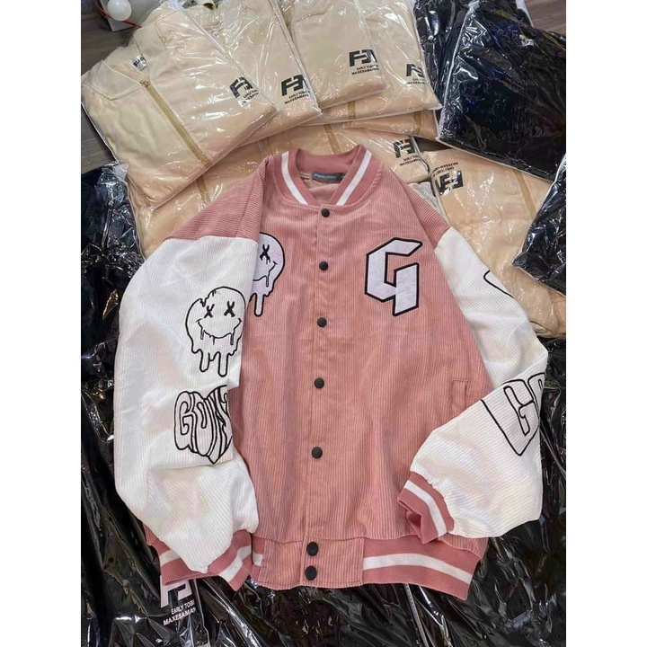 Áo khoác nhung logo thêu chữ G bao đẹp - Shop3nunisex
