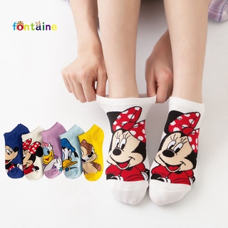 Set 5 đôi vớ cotton cổ thấp in họa tiết hoạt hình dễ thương thời trang