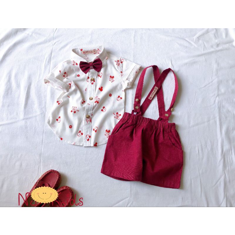 Bộ yếm vest gile bé trai đầy tháng thôi nôi công tử 5-12kg họa tiết Mickey
