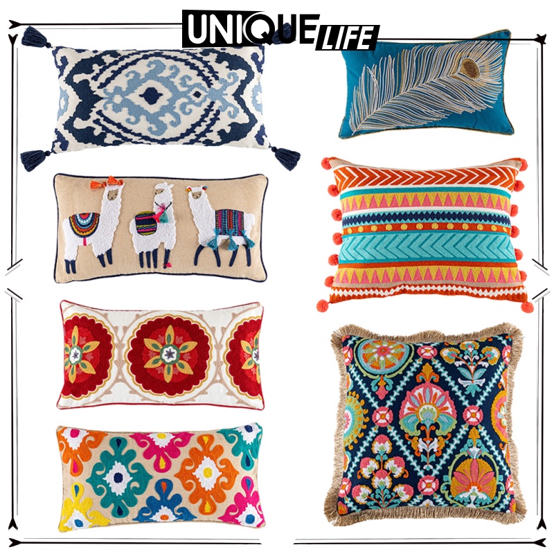 Vỏ Gối Cotton In Họa Tiết Boho Trang Trí Nhà Cửa 4 #