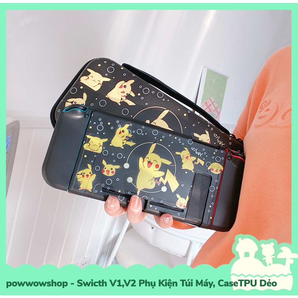 [Sẵn VN - Hỏa Tốc] Switch V1,V2 Phụ Kiện Túi Máy, Case Ốp TPU Dẻo Cho Máy Game Cầm Tay Nintendo Switch V1,V2 Black Pika