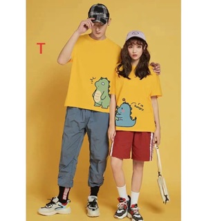Áo đôi khủng long xanh tay ngắn (1 đôi gồm 2 áo)-TR